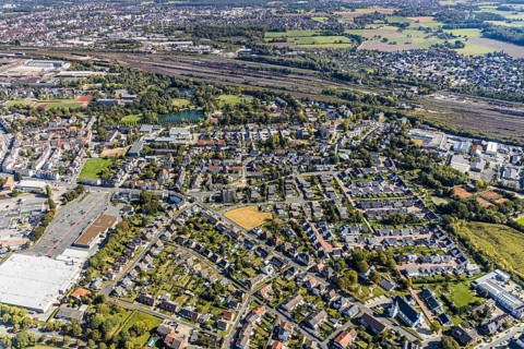 Aerial view, building site Jupiterstraße, Orionstraße, Hamm, Ruhr area, North Rhine-Westphalia,
