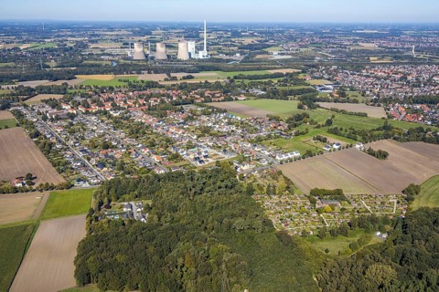 Aerial view, Herringer Heide housing estate, Rosenstrasse development area, RWE Power AG