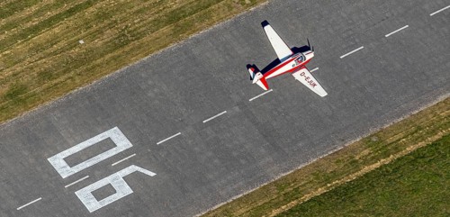 Aerial photo, Hamm airfield, aircraft Klemm 107 B, D-EJUK, Hamm, Ruhr area, North Rhine-Westphalia,