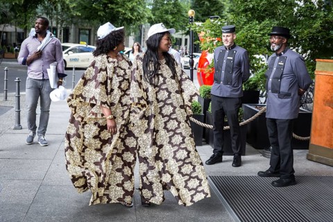 DEU Germany Germany Berlin Supporters of the Senegalese president in front of the Ritz Carlton