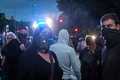 DEU Germany Germany Hamburg Protests in front of and during the 'Welcome to hell' demonstration in