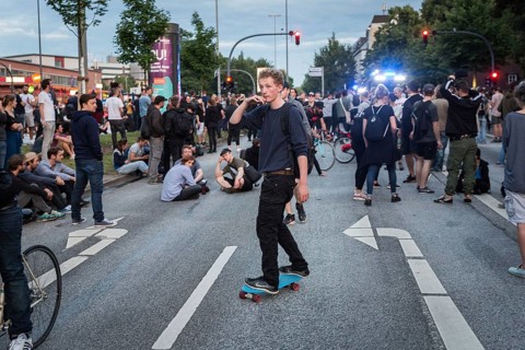 DEU Germany Germany Hamburg Protests in front of and during the 'Welcome to hell' demonstration in