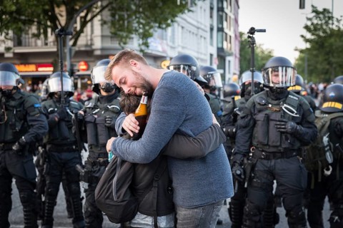 DEU Germany Germany Hamburg Protests in front of and during the 'Welcome to hell' demonstration in