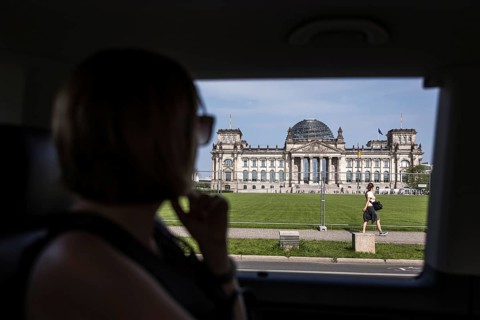 DEU Germany Germany Berlin City tour to the sights of the capital. View of the Reichstag from the