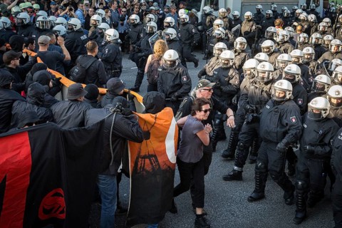 DEU Germany Germany Hamburg Protests in front of and during the 'Welcome to hell' demonstration in