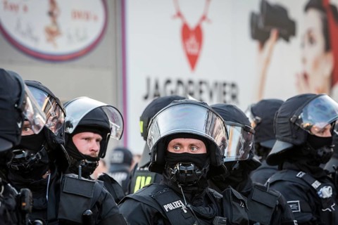 DEU Germany Germany Hamburg Protests in front of and during the 'Welcome to hell' demonstration in