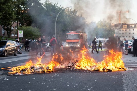 DEU Germany Germany Hamburg Protests in front of and during the 'Welcome to hell' demonstration in