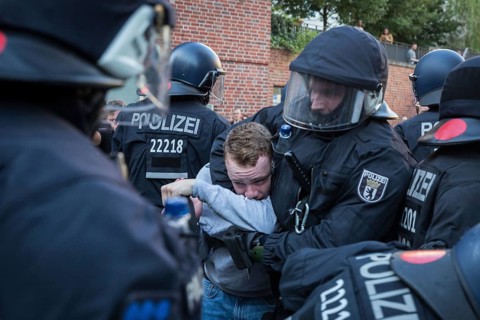 DEU Germany Germany Hamburg Protests in front of and during the 'Welcome to hell' demonstration in