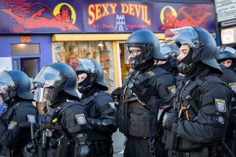 DEU Germany Germany Hamburg Protests in front of and during the 'Welcome to hell' demonstration in