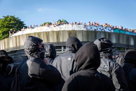 DEU Germany Germany Hamburg Protests in front of and during the 'Welcome to hell' demonstration in
