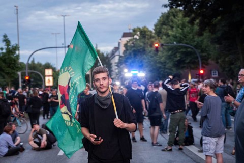 DEU Germany Germany Hamburg Protests in front of and during the 'Welcome to hell' demonstration in