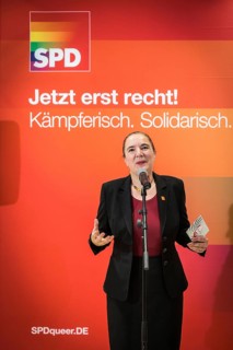 DEU Germany Germany Berlin Raising the rainbow flag with Petra Nowacki and SPD General Secretary