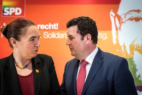DEU Germany Germany Berlin Raising the rainbow flag with Petra Nowacki and SPD General Secretary