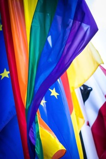 DEU Germany Germany Berlin Raising the rainbow flag with Petra Nowacki and SPD General Secretary
