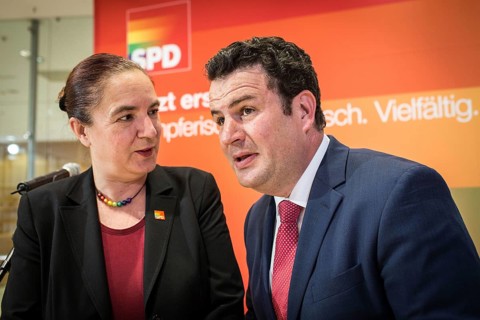 DEU Germany Germany Berlin Raising the rainbow flag with Petra Nowacki and SPD General Secretary