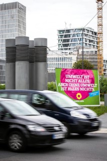 DEU Germany Germany Berlin A Green Party election poster in front of the main railway station and