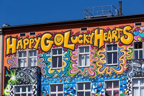 DEU Germany Germany Berlin Façade of the happy go lucky hotel on Stuttgarter Platz