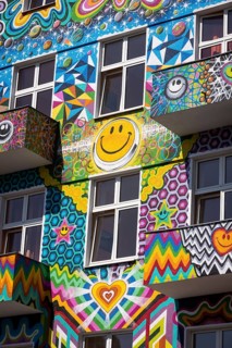 DEU Germany Germany Berlin Façade of the happy go lucky hotel on Stuttgarter Platz