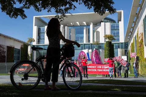 DEU Germany Germany Berlin Protests in front of the Federal Chancellery in front of and during the