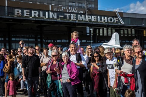DEU Germany Germany Berlin Performances and dance by the Volksbühne ensemble at Tempelhof Airport