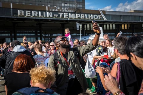 DEU Germany Germany Berlin Performances and dance by the Volksbühne ensemble at Tempelhof Airport