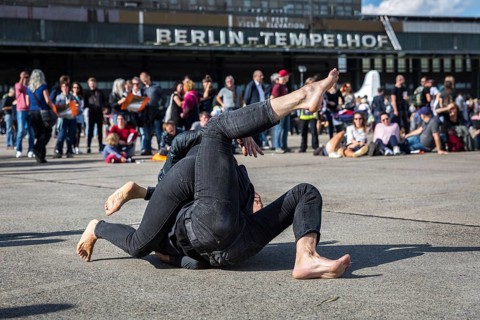 DEU Germany Germany Berlin Performances and dance by the Volksbühne ensemble at Tempelhof Airport
