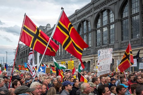 DEU Germany Germany Dresden Pegida demonstration in the city centre