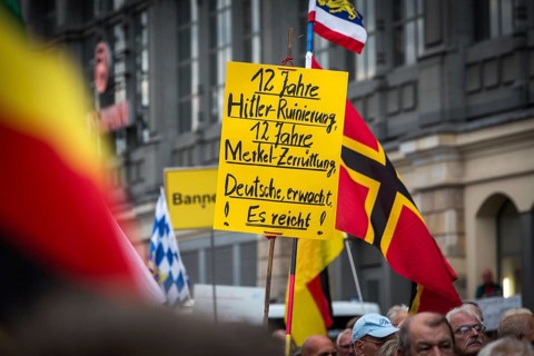 DEU Germany Germany Dresden Pegida demonstration in the city centre