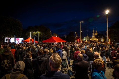 DEU Germany Germany Dresden Election campaign event of the Left Party with Gregor Gysi in the