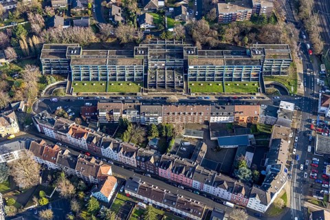 Aerial view, St. Georg Senioren Wohnanlage Wörthstraße, Baukau, Herne, Ruhr area, North