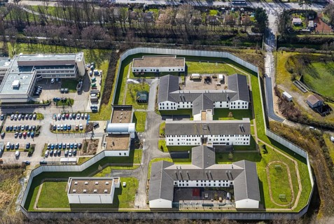 Aerial view, LWL correctional facility, forensic, closed institution, Herne, Ruhr area, North