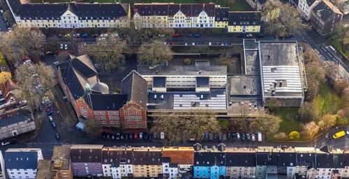 Aerial view, Städt. Gymnasium Eickel, Wanne-Süd, Herne, Ruhr area, North Rhine-Westphalia, Germany,