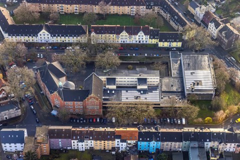 Aerial view, Städt. Gymnasium Eickel, Wanne-Süd, Herne, Ruhr area, North Rhine-Westphalia, Germany,
