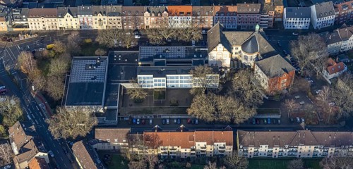 Aerial view, Städt. Gymnasium Eickel, Wanne-Süd, Herne, Ruhr area, North Rhine-Westphalia, Germany,