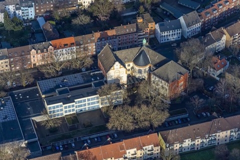 Aerial view, Städt. Gymnasium Eickel, Wanne-Süd, Herne, Ruhr area, North Rhine-Westphalia, Germany,