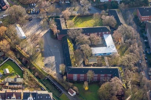 Aerial photo, Freiherr-vom-Stein-Grundschule, Wanne-Süd, Herne, Ruhr area, North Rhine-Westphalia,