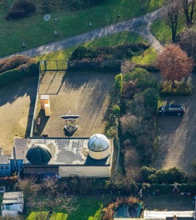 Aerial view, observatory Herne, planetarium, Wanne-Süd, Herne, Ruhr area, North Rhine-Westphalia,