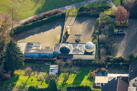 Aerial view, observatory Herne, planetarium, Wanne-Süd, Herne, Ruhr area, North Rhine-Westphalia,