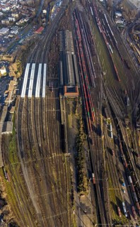 Aerial view, Wanne-Eickel main station, Wanne, Herne, Ruhr area, North Rhine-Westphalia, Germany,