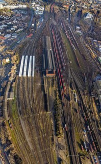 Aerial view, Wanne-Eickel main station, Wanne, Herne, Ruhr area, North Rhine-Westphalia, Germany,