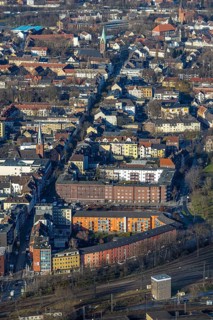 Aerial view, city view main street, Wanne, Herne, Ruhr area, North Rhine-Westphalia, Germany, place