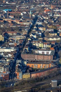 Aerial view, city view main street, Wanne, Herne, Ruhr area, North Rhine-Westphalia, Germany, place