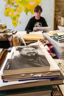 DEU Germany Germany Berlin The Chinese artist Ai Weiwei in his studio in the vaulted cellar of the