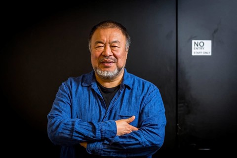 DEU Germany Germany Berlin The Chinese artist Ai Weiwei in his studio in the vaulted cellar of the