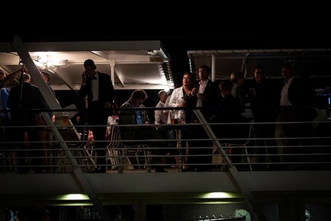 DEU Germany Germany Dresden Impressions of election day in the capital of Saxony AFD boat to
