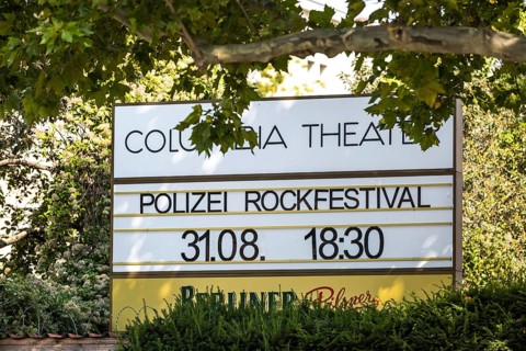 DEU Germany Germany Berlin An announcement sign for a police rock festival at the Columbia Theatre