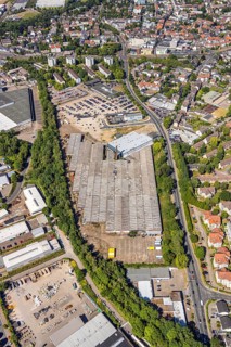 Aerial view, police station Hattingen, commercial area Nierenhofer Straße, Hattingen, Ruhr area,