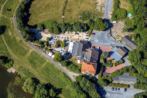 Aerial view, Landhaus Grum, Hattingen, Ruhr area, North Rhine-Westphalia, Germany, outdoor