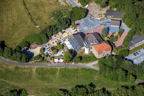 Aerial view, Landhaus Grum, Hattingen, Ruhr area, North Rhine-Westphalia, Germany, outdoor