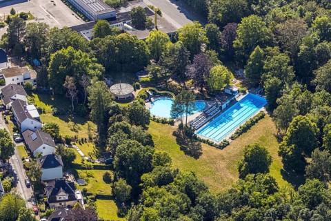 Aerial view, outdoor swimming pool Welper, Blankenstein, Hattingen, Ruhr area, North